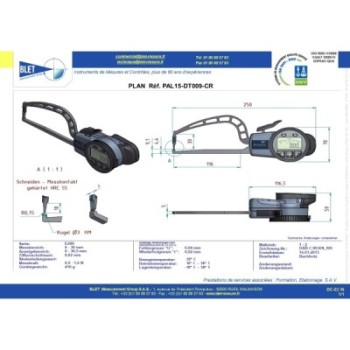INSIDE MECHANICAL MEASURING INSTRUMENT PALPEUR TUBE BLET KROEPLIN 0-30MM 0,02MM TOUCHES CR0,75/S3