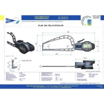 Palpeur Tube BLET KROEPLIN 0-50mm 0,02mm Touches S3/S3