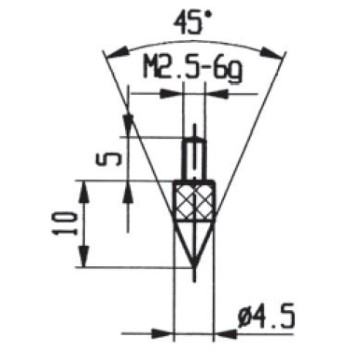 CONTACT POINTS FOR DIAL GAUGES AND COMPARATOR GAUGES ANGLE SPECIFICS 45 ° CARBURE MONTAGE TM