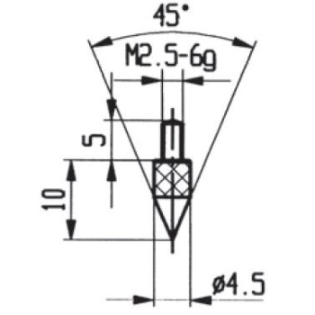 CONTACT POINTS FOR DIAL GAUGES AND COMPARATOR GAUGES ANGLE SPECIFICS 45 ° INOX