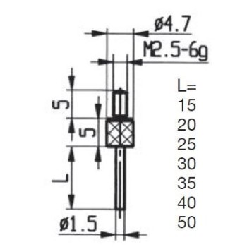 CONTACT POINTS FOR DIAL GAUGES AND COMPARATOR GAUGES LENGTH SPECIFICS 15 MM INOX