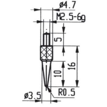 CONTACT POINTS FOR DIAL GAUGES AND COMPARATOR GAUGES DIAMETER SPECIFICS 0,5 MM INOX