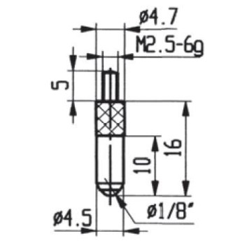 CONTACT POINTS FOR DIAL GAUGES AND COMPARATOR GAUGES LENGTH SPECIFICS 16 MM INOX