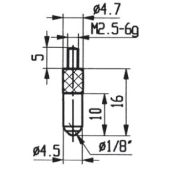 Touche Comparateur KAEFER - Longueur 16mm Rubis