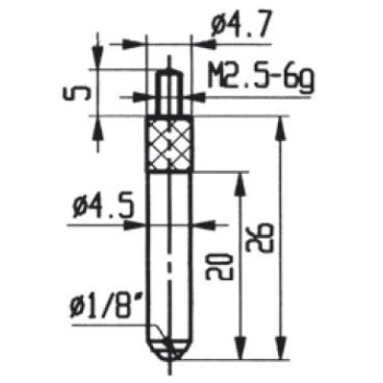 CONTACT POINTS FOR DIAL GAUGES AND COMPARATOR GAUGES LENGTH SPECIFICS 26 MM INOX