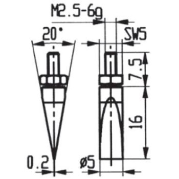 CONTACT POINTS FOR DIAL GAUGES AND COMPARATOR GAUGES LENGTH SPECIFICS 16 MM CARBURE