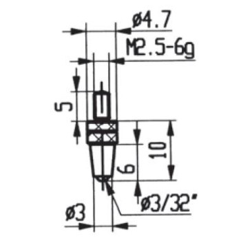 CONTACT POINTS FOR DIAL GAUGES AND COMPARATOR GAUGES LENGTH SPECIFICS 10 MM CARBURE