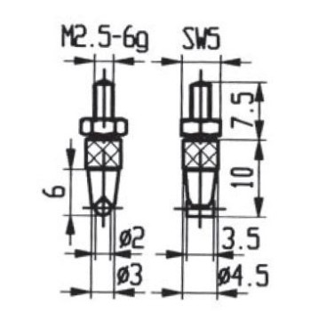 Touche Comparateur KAEFER - Diamètre 2mm Longueur 10mm