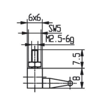 CONTACT POINTS FOR DIAL GAUGES AND COMPARATOR GAUGES ANGLE SPECIFICS 90 MM INOX
