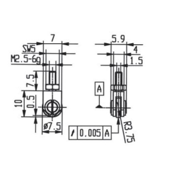CONTACT POINTS FOR DIAL GAUGES AND COMPARATOR GAUGES DIAMETER SPECIFICS 7,5 MM Inox