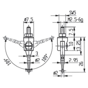 CONTACT POINTS FOR DIAL GAUGES AND COMPARATOR GAUGES DIAMETER SPECIFICS 2 MM INOX