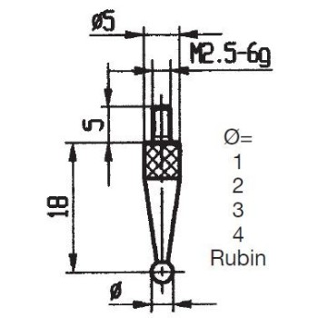 CONTACT POINTS FOR DIAL GAUGES AND COMPARATOR GAUGES BOULE DIAMETER 4MM ACIER