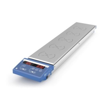 AGITATEUR MAGNETIQUE DIGITAL MULTIPOSTES BLET ALLIAGE ALUMINIUM 0,4 L 0-1000 RPM PLATEAU 110X495 MM CHAUFFAGE 120°CRef : AGI85-M