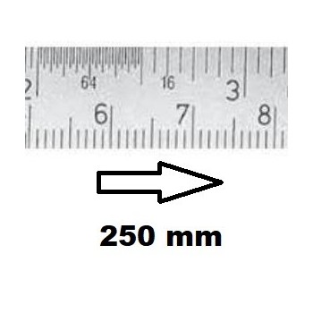 HORIZONTAL FLEXIBLE RULE CLASS II LEFT TO RIGHT 250 MM SECTION 13x0,5 MM