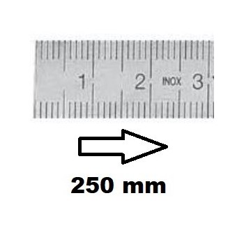 HORIZONTAL FLEXIBLE RULE CLASS II LEFT TO RIGHT 250 MM SECTION 13x0,5 MM