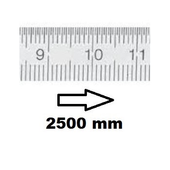 REGLET GRADUE HORIZONTAL CLASSE II ZÉRO À GAUCHE 2500 MM SECTION 18x0,5 MMBR