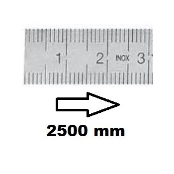 REGLET GRADUE HORIZONTAL CLASSE II ZÉRO À GAUCHE 2500 MM SECTION 18x0,5 MMBR