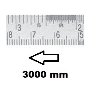 REGLET GRADUE HORIZONTAL CLASSE II ZÉRO À DROITE 3000 MM SECTION 18x0,5 MMBR