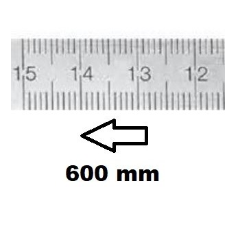 REGLET GRADUE HORIZONTAL CLASSE II ZÉRO À DROITE 600 MM SECTION 18x0,5 MMBR