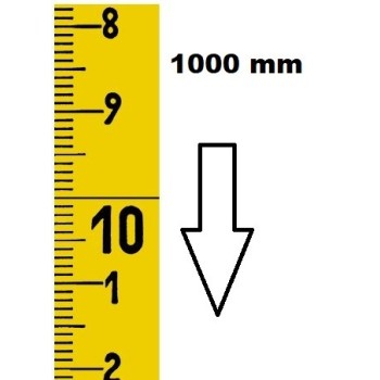 VERTICAL FLEXIBLE RULE AUTOCOLLANT ZERO AT THE TOP 10 COUNTING LENGTH 1000 MM COATING NYLON